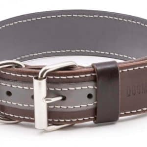 grey brown leather dog collar