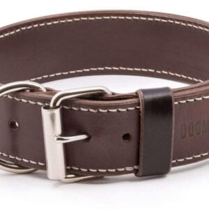 brown leather Dog Collar