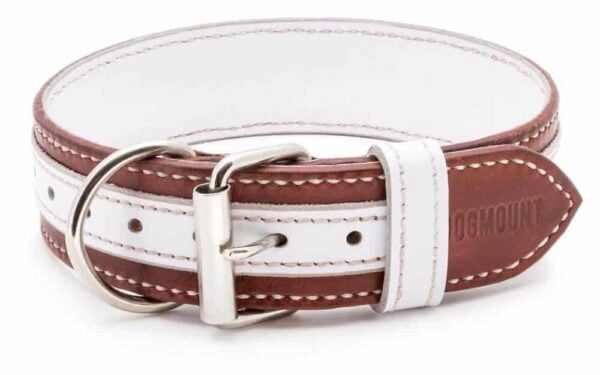 dark brown and white leather collar for dogs