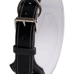 Wide Black Leather Dog Collar