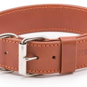light brown leather dog collar