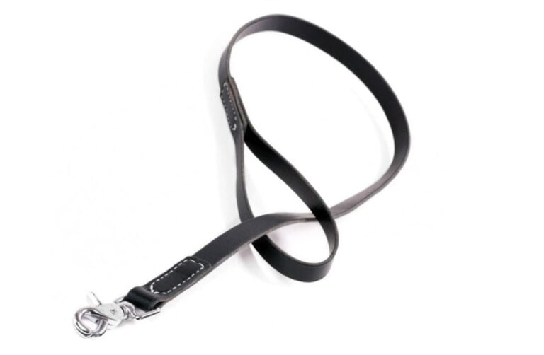 Black Leather Dog Lead With Hand Stitching