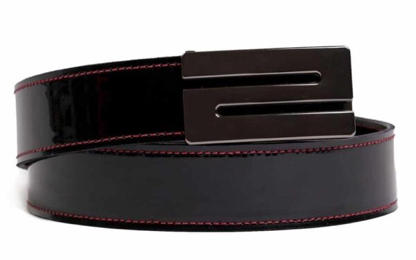 Black high-gloss leather belt