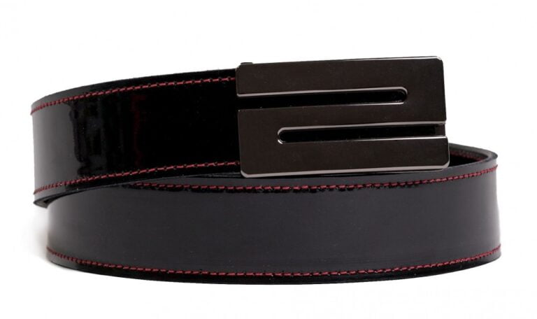 Black high-gloss leather belt