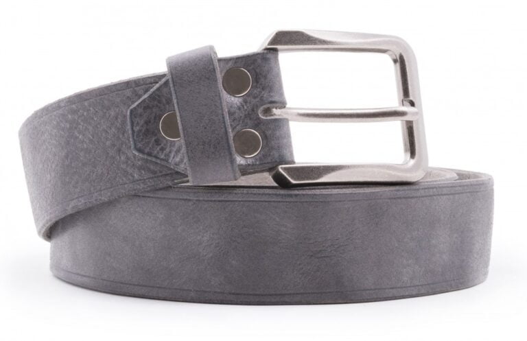 Gray leather belt
