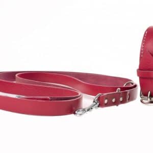 Leather collar and leash set burgundy