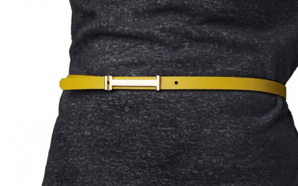 Yellow leather women's belts