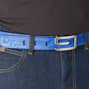 Blue leather belt