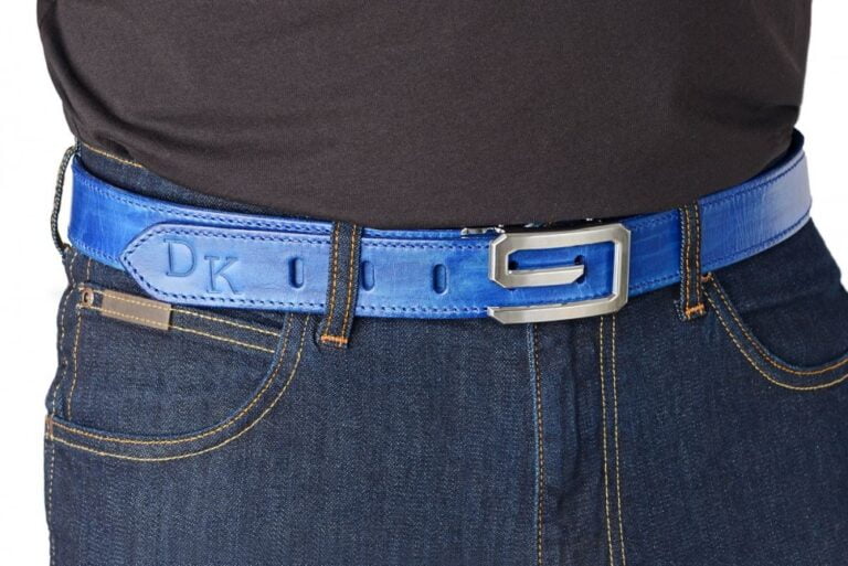 Blue leather belt